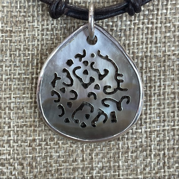 SILPADA Shell, Silver & Leather Necklace N1446 - Picture 7 of 8